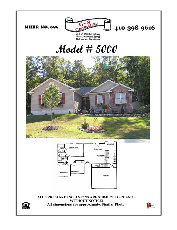 New Home Builder Chesapeake City - Ranchers Model 5000